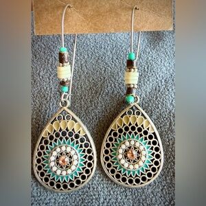 Bohemian Teardrop Earrings with Turquoise Accents